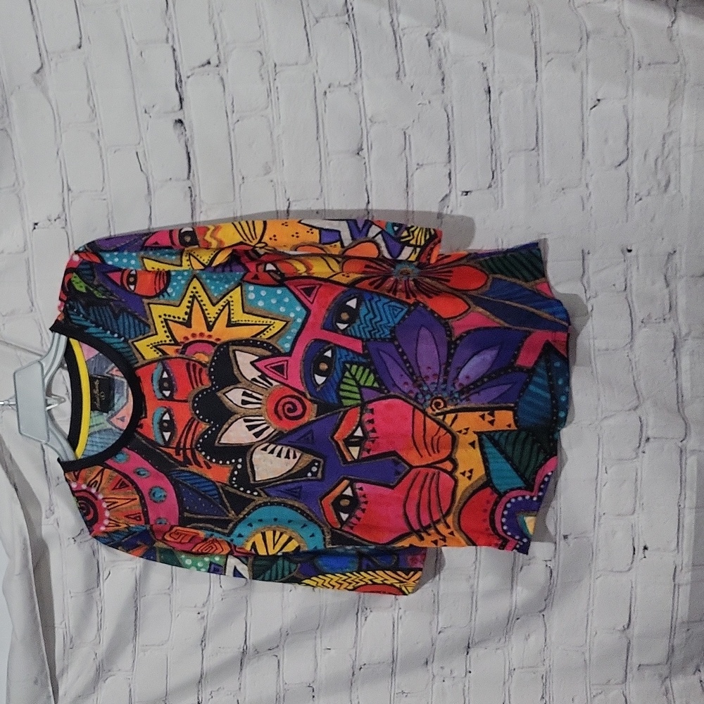 Laurel Burch cat 3/4 length top
